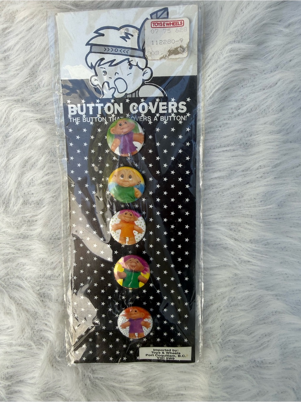🆕 90’s SMURF  5️⃣ Button Covers – Multi-Color Character Set